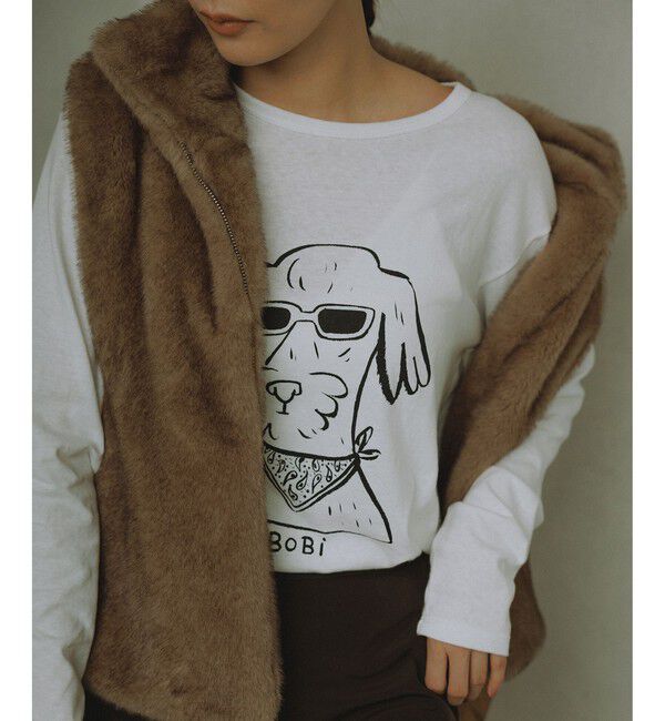 SALON adam et rope'「【Camille de Cussac for SALON】アートプリントロングスリーブTシャツ」|Tシャツ・カットソー|ホワイト系(11)
