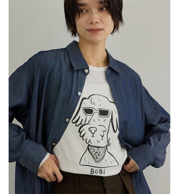 SALON adam et rope'「【Camille de Cussac for SALON】アートプリントロングスリーブTシャツ」|Tシャツ・カットソー|