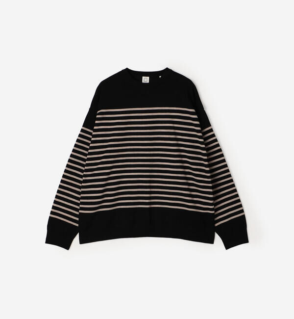 ORCIVAL「ORCIVAL | クルーネックボーダーニットプルオーバー MEN」|ニット・セーター|BLACK系1
