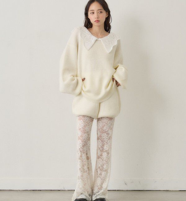  「【美脚見え/抜け感プラス◎】レースフレアパンツ」|その他|