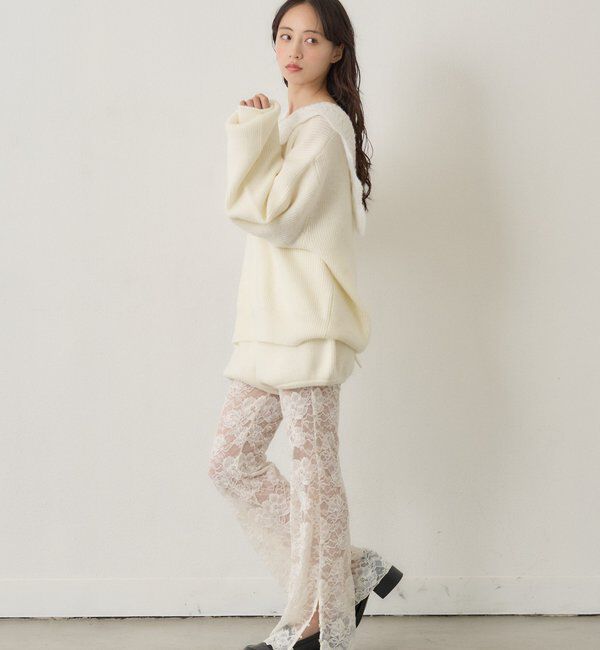  「【美脚見え/抜け感プラス◎】レースフレアパンツ」|その他|