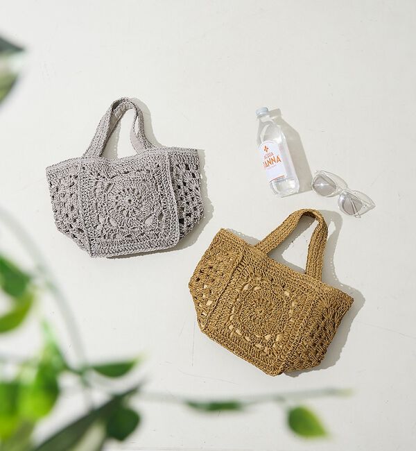 collex「【WEB限定】モチーフ編スクエアトートバッグ」|かごバッグ|
