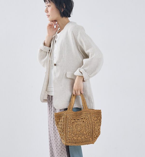 collex「【WEB限定】モチーフ編スクエアトートバッグ」|かごバッグ|
