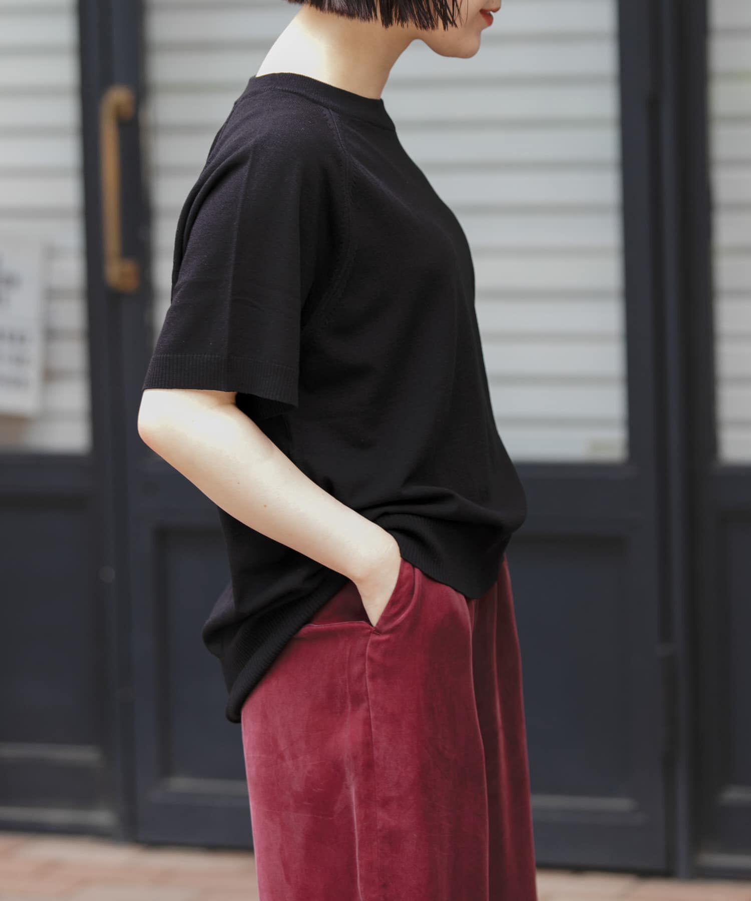 URBAN RESEARCH DOORS「FORK&SPOON　ラグランスリーブニットTシャツ」|ニット・セーター|