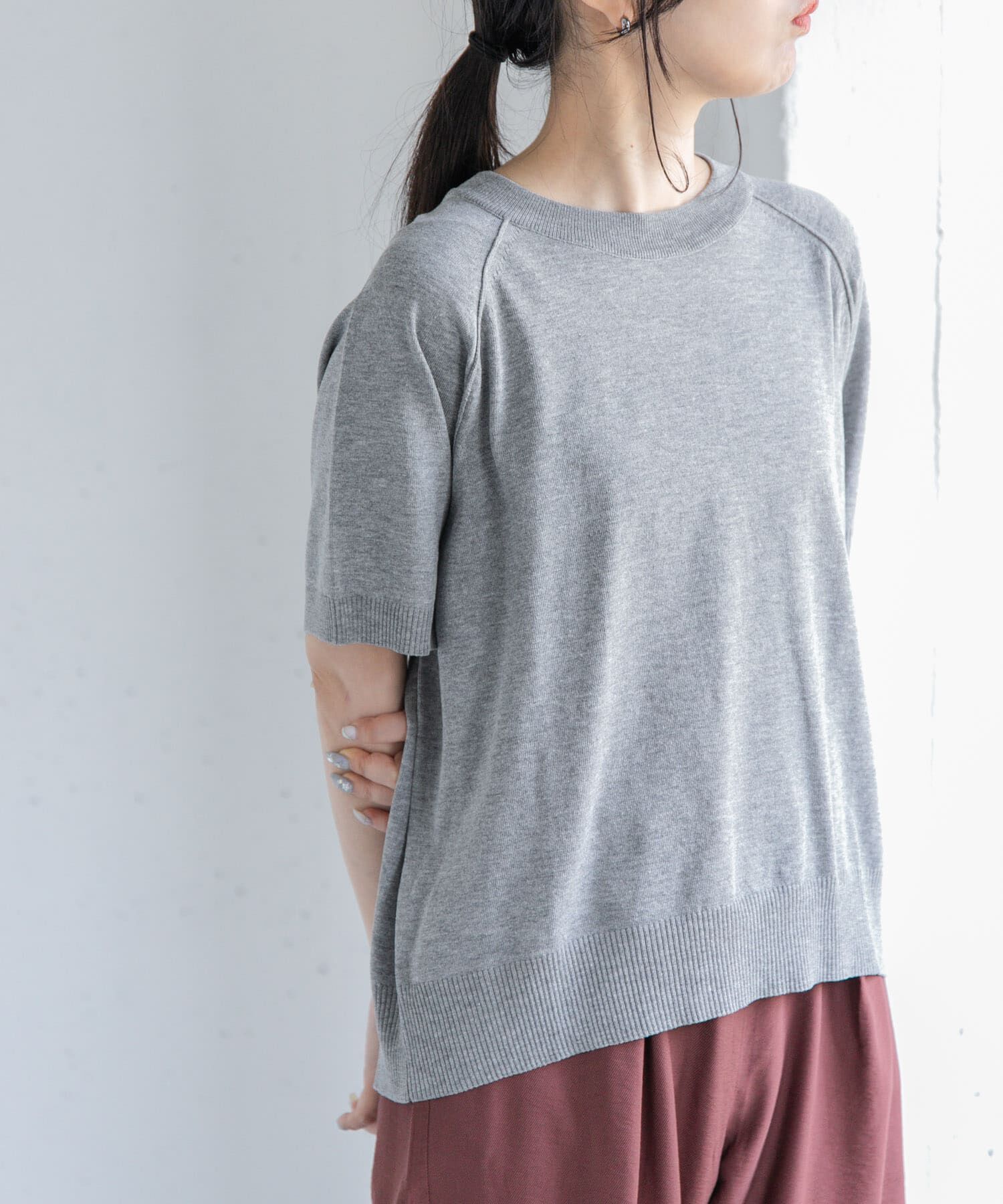 URBAN RESEARCH DOORS「FORK&SPOON　ラグランスリーブニットTシャツ」|ニット・セーター|