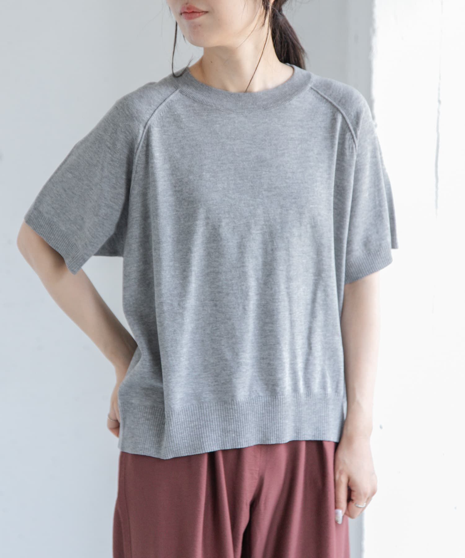 URBAN RESEARCH DOORS「FORK&SPOON　ラグランスリーブニットTシャツ」|ニット・セーター|