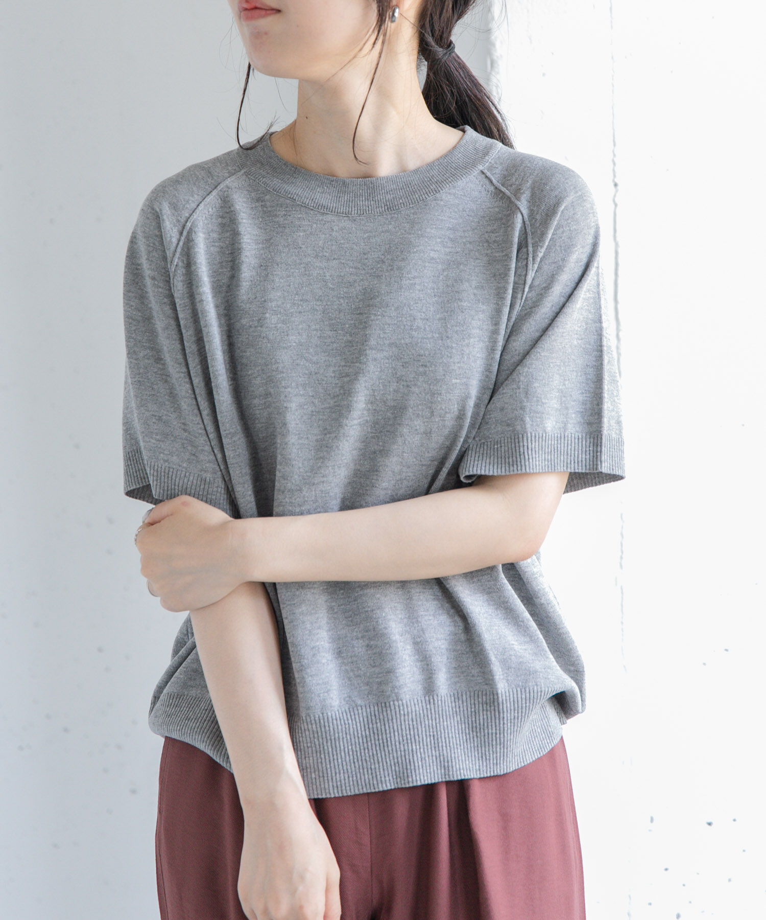 URBAN RESEARCH DOORS「FORK&SPOON　ラグランスリーブニットTシャツ」|ニット・セーター|