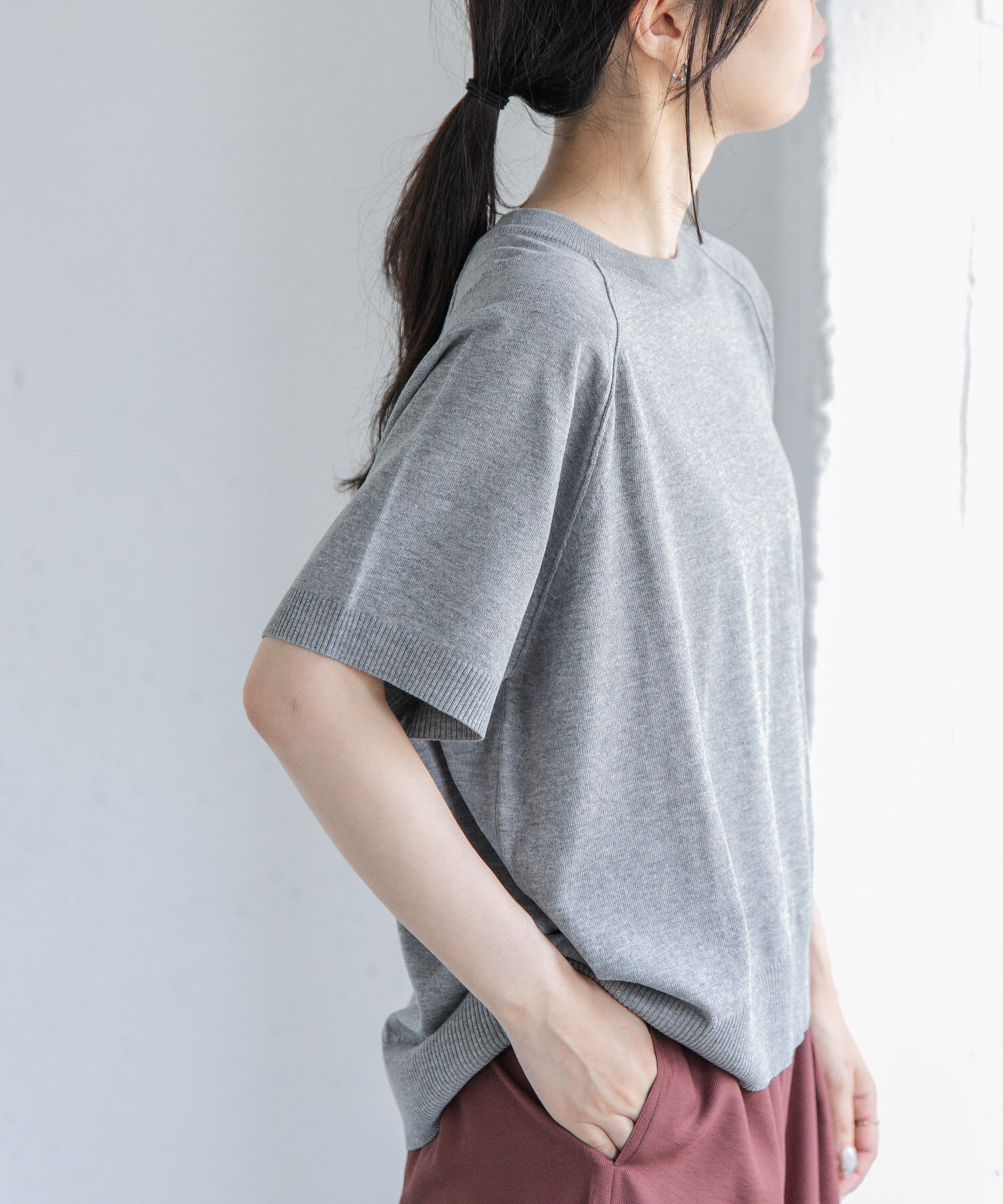 URBAN RESEARCH DOORS「FORK&SPOON　ラグランスリーブニットTシャツ」|ニット・セーター|