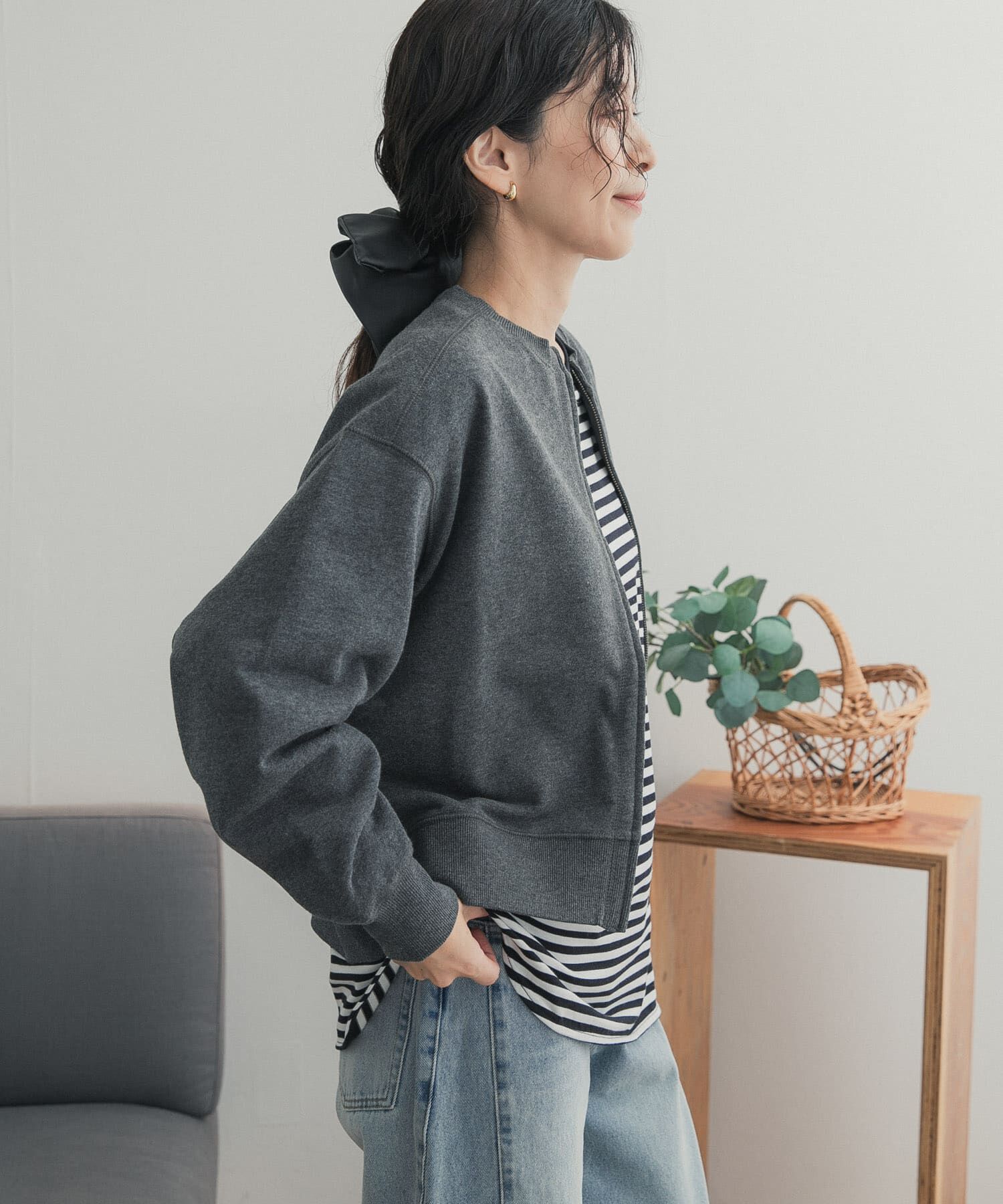 URBAN RESEARCH DOORS「コットンスウェットZIPカーディガン」|カーディガン|