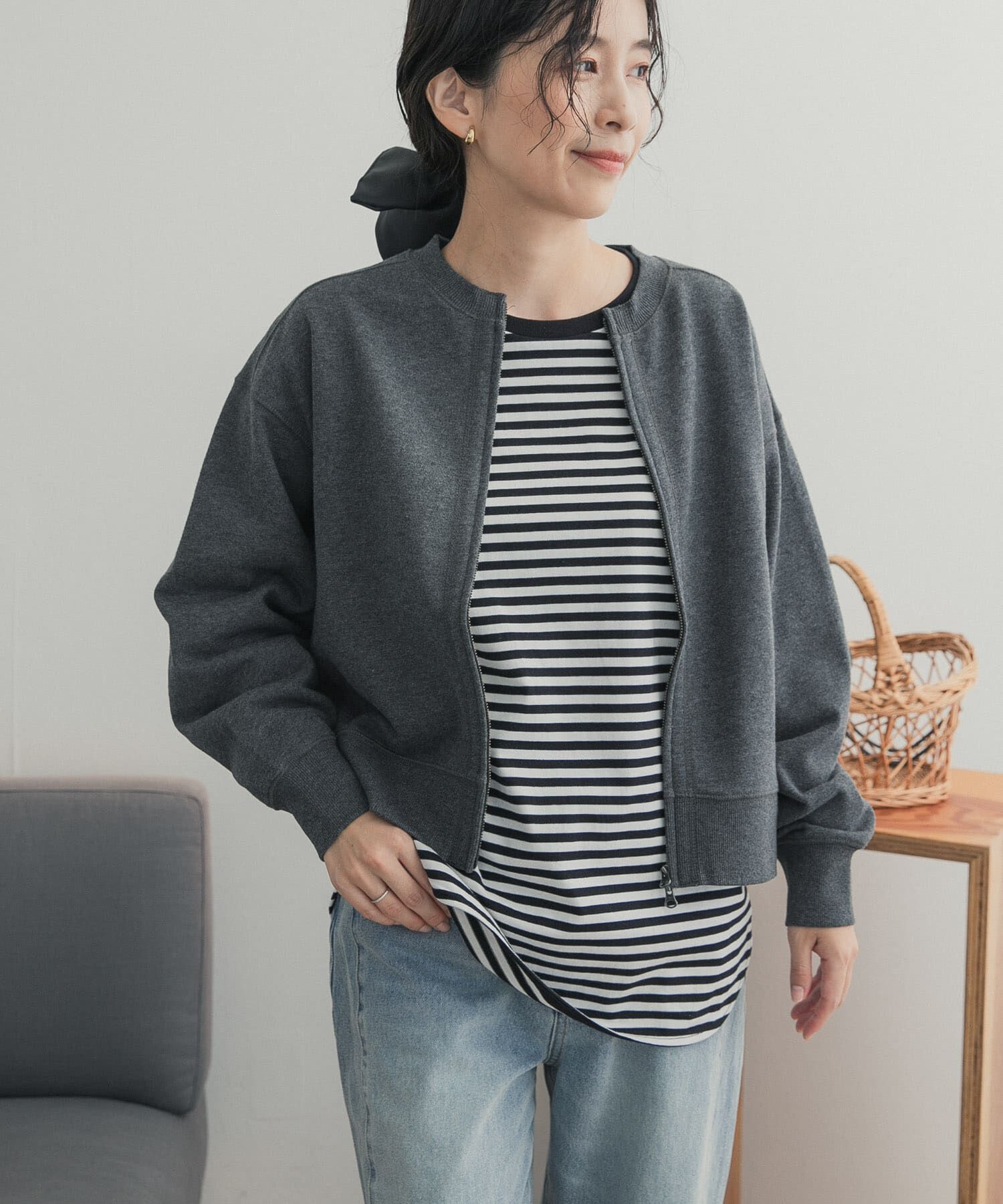 URBAN RESEARCH DOORS「コットンスウェットZIPカーディガン」|カーディガン|