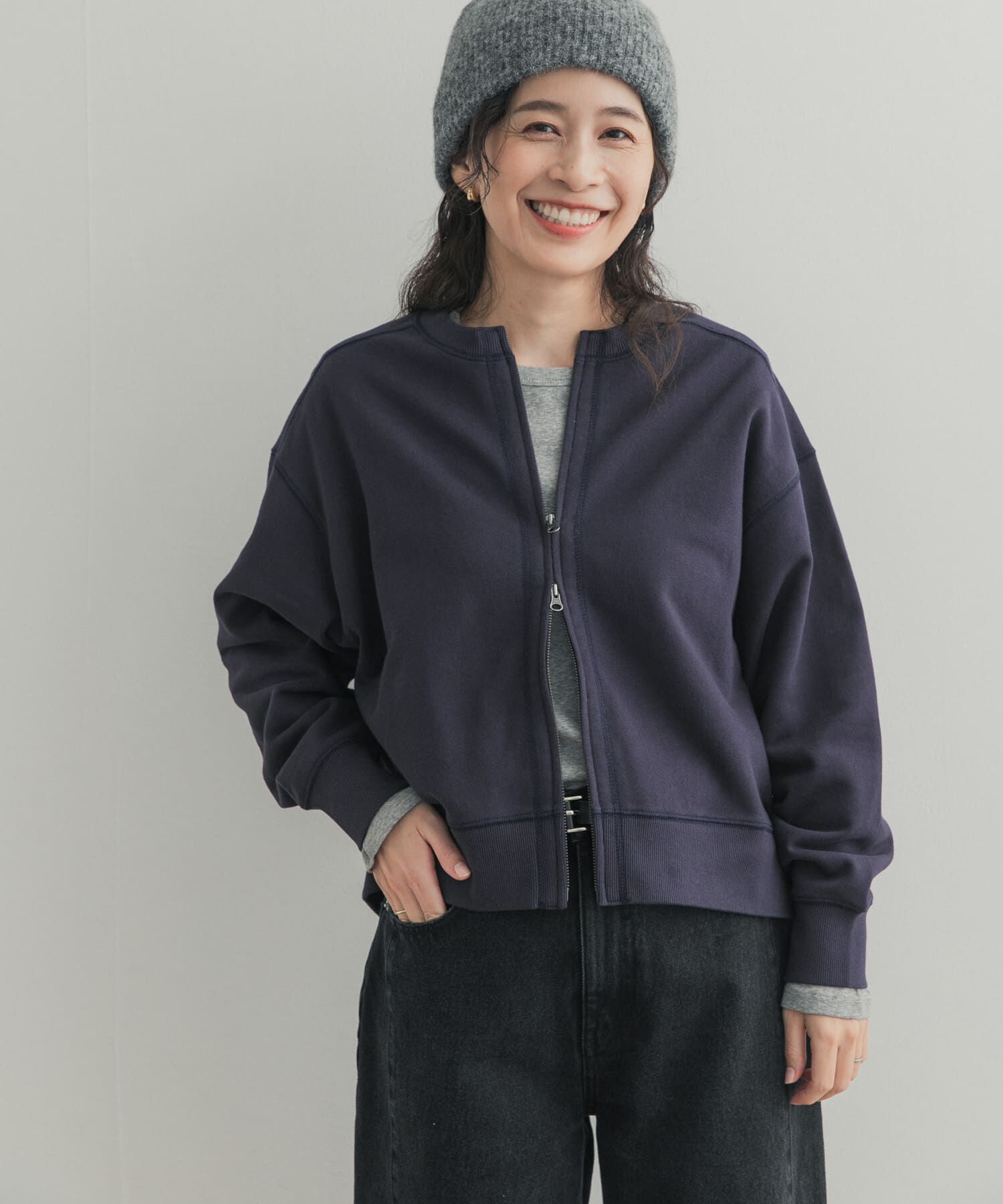 URBAN RESEARCH DOORS「コットンスウェットZIPカーディガン」|カーディガン|