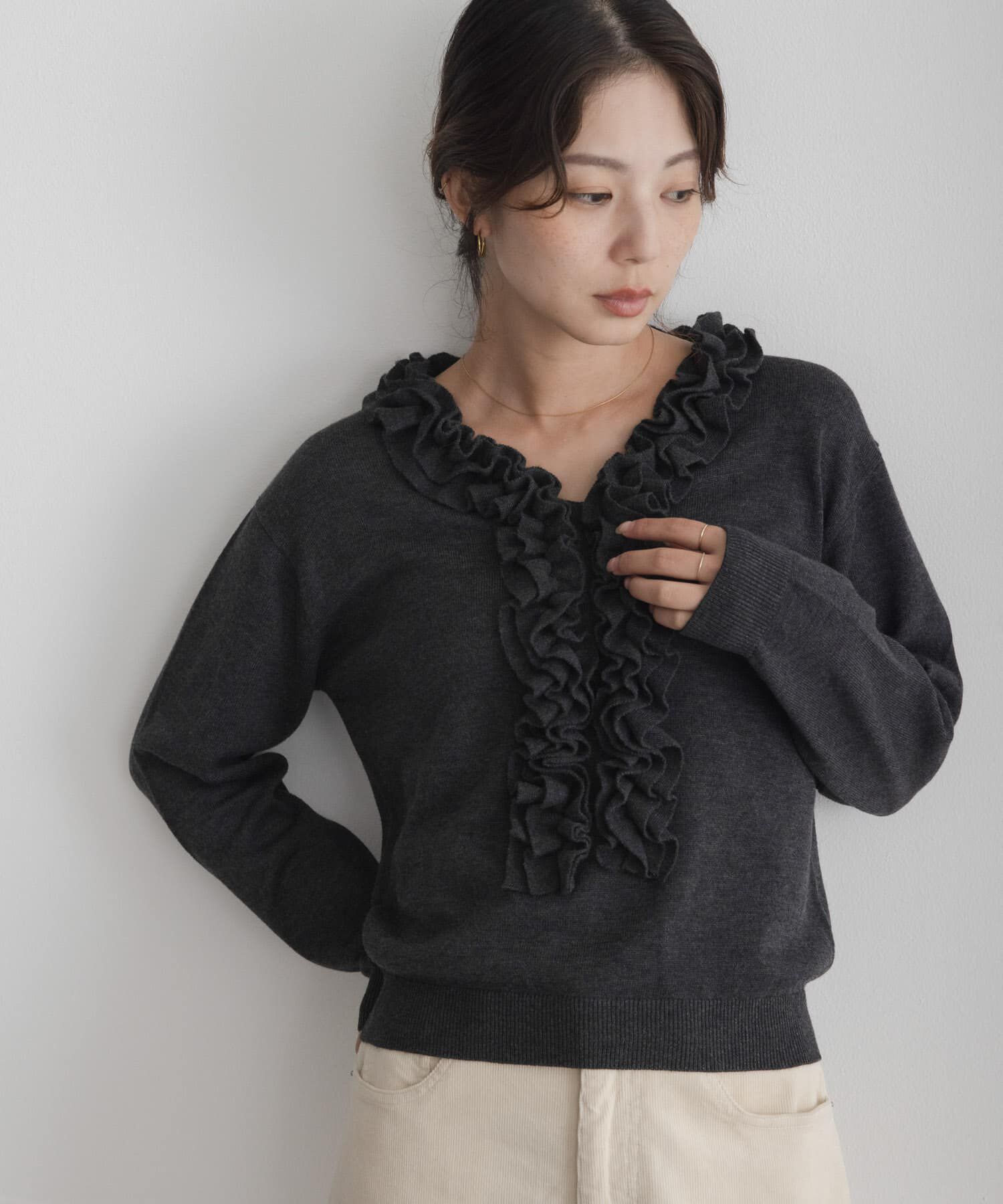 Sonny Label 「『WEB限定』フロントフリルニットプルオーバー」|ニット・セーター|