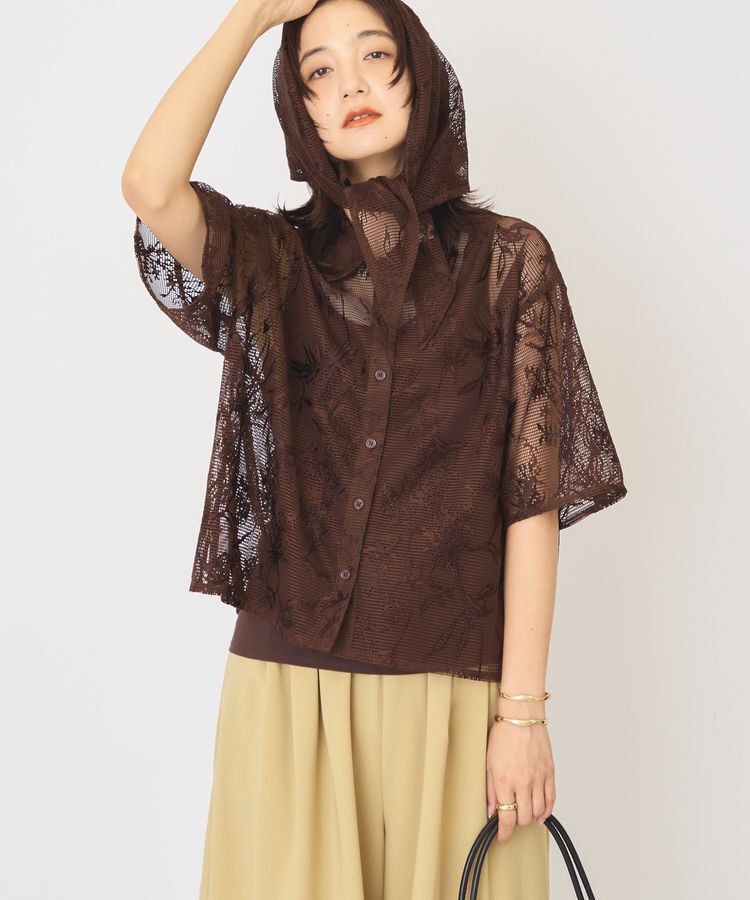 AMERICAN HOLIC「【2点セット】メッシュレース半袖シャツ+スカーフ」|シャツ・ブラウス|
