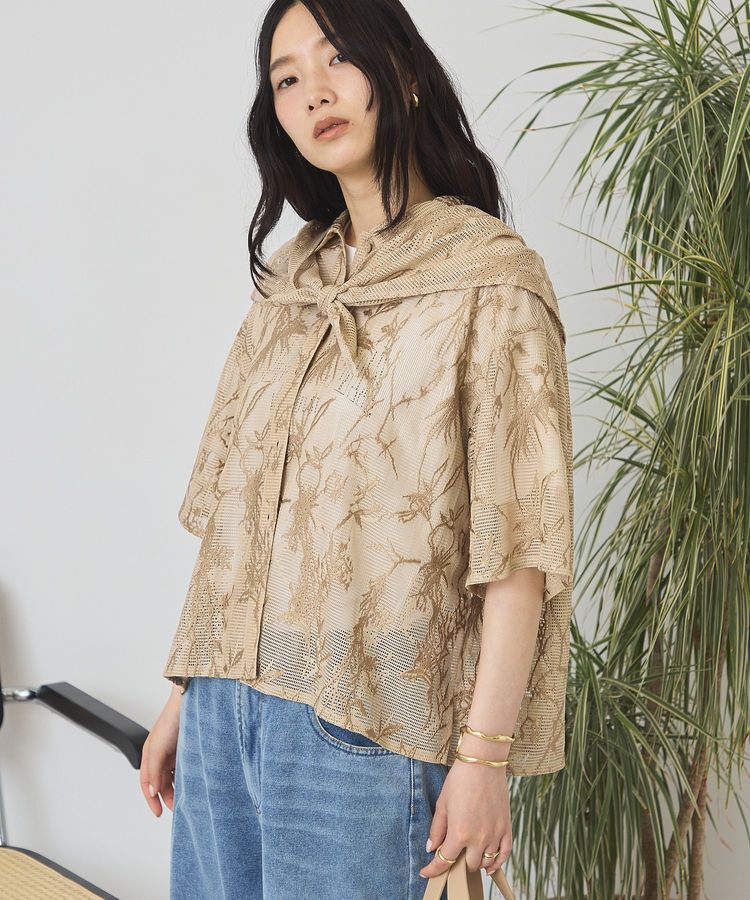 AMERICAN HOLIC「【2点セット】メッシュレース半袖シャツ+スカーフ」|シャツ・ブラウス|