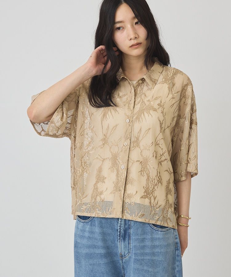 AMERICAN HOLIC「【2点セット】メッシュレース半袖シャツ+スカーフ」|シャツ・ブラウス|
