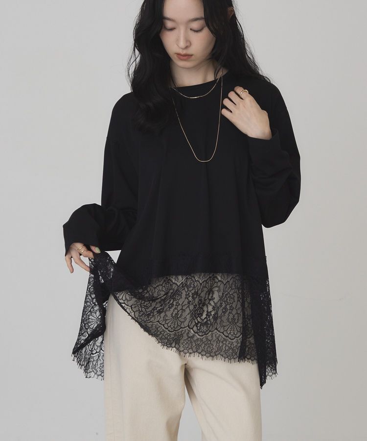AMERICAN HOLIC「裾レースプルオーバー」|Tシャツ・カットソー|
