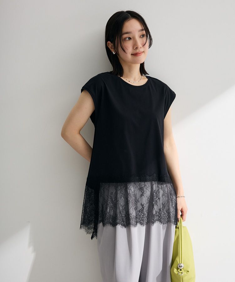 Green Parks「裾レースイレヘムフレンチTシャツ」|Tシャツ・カットソー|