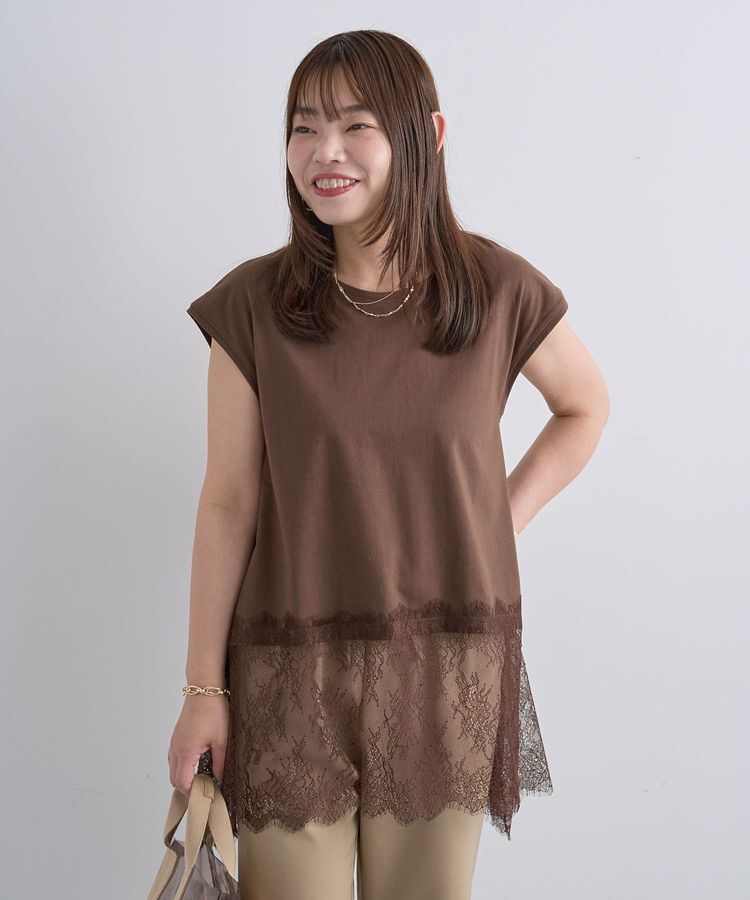 Green Parks「裾レースイレヘムフレンチTシャツ」|Tシャツ・カットソー|