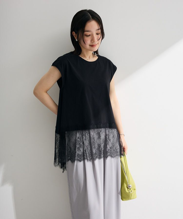 Green Parks「裾レースイレヘムフレンチTシャツ」|Tシャツ・カットソー|