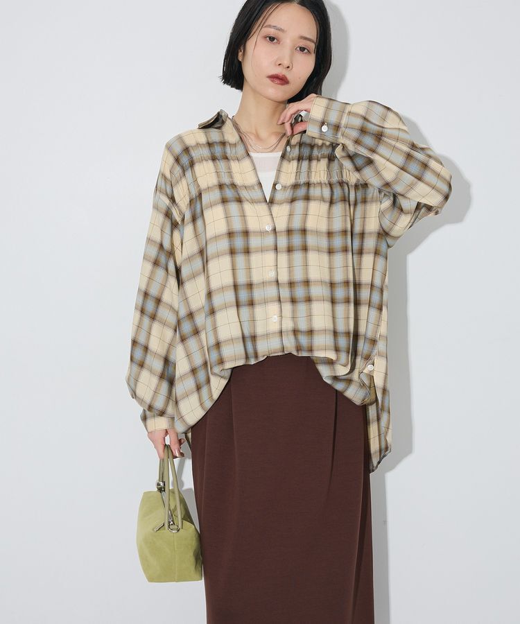 Green Parks「【しゃれシャツ】2wayシャーリングシャツ」|シャツ・ブラウス|Beige