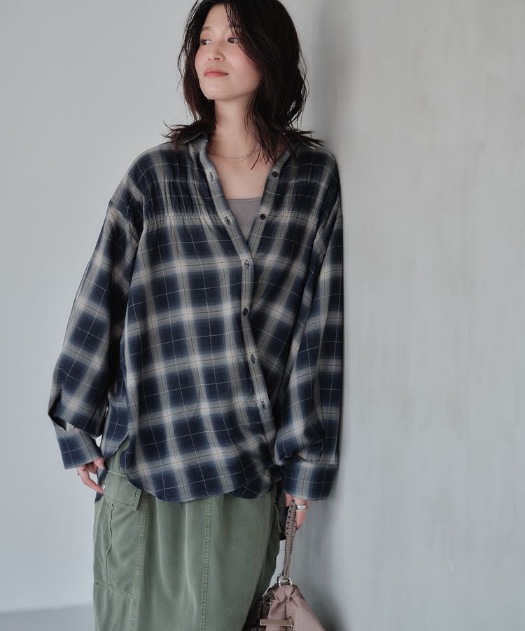 Green Parks「【しゃれシャツ】2wayシャーリングシャツ」|シャツ・ブラウス|Navy