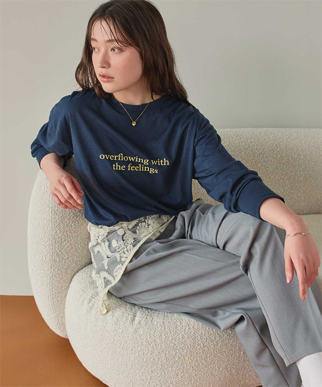 titivate「文字プリントシアーロングTシャツ」|Tシャツ・カットソー|