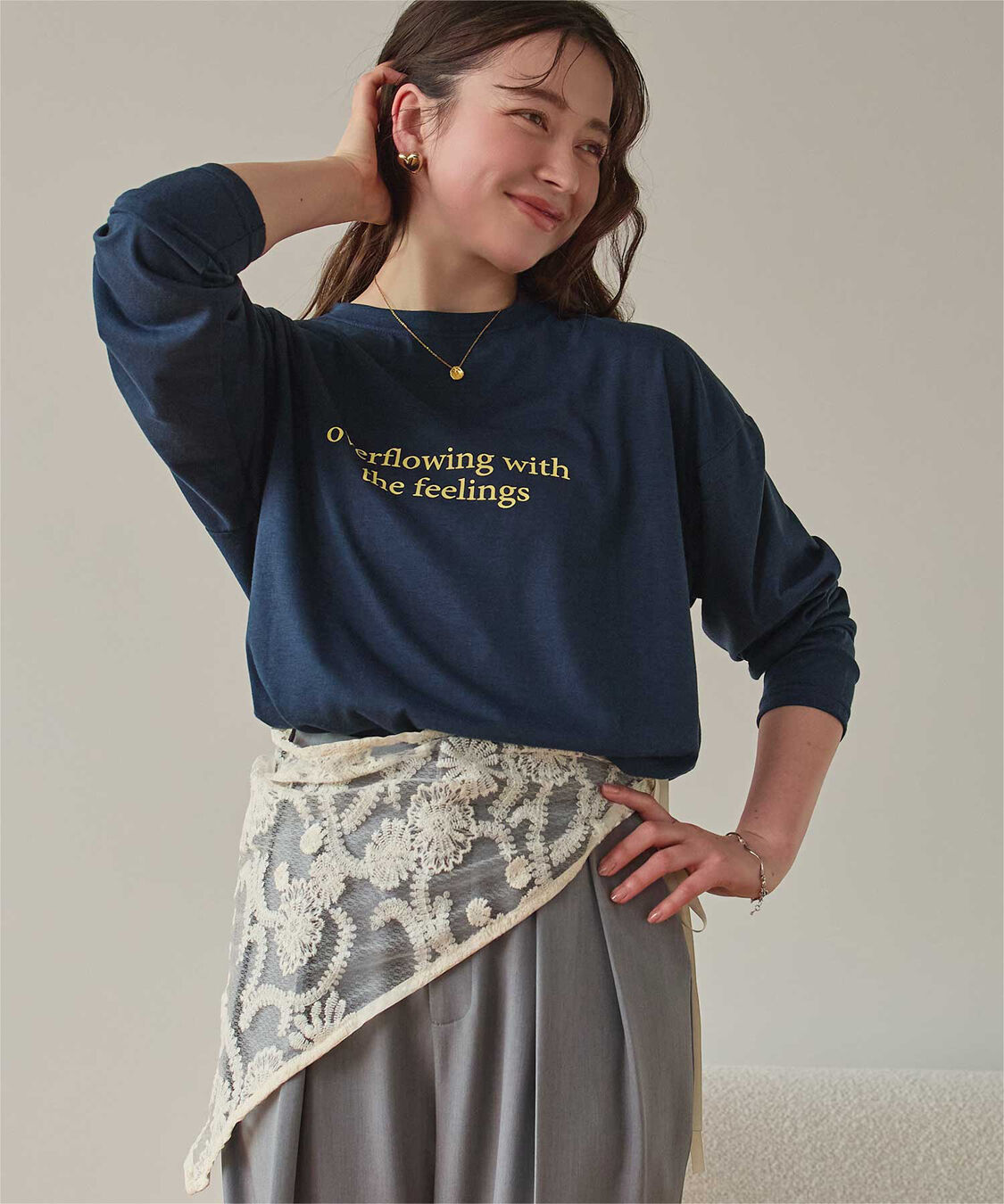 titivate「文字プリントシアーロングTシャツ」|Tシャツ・カットソー|