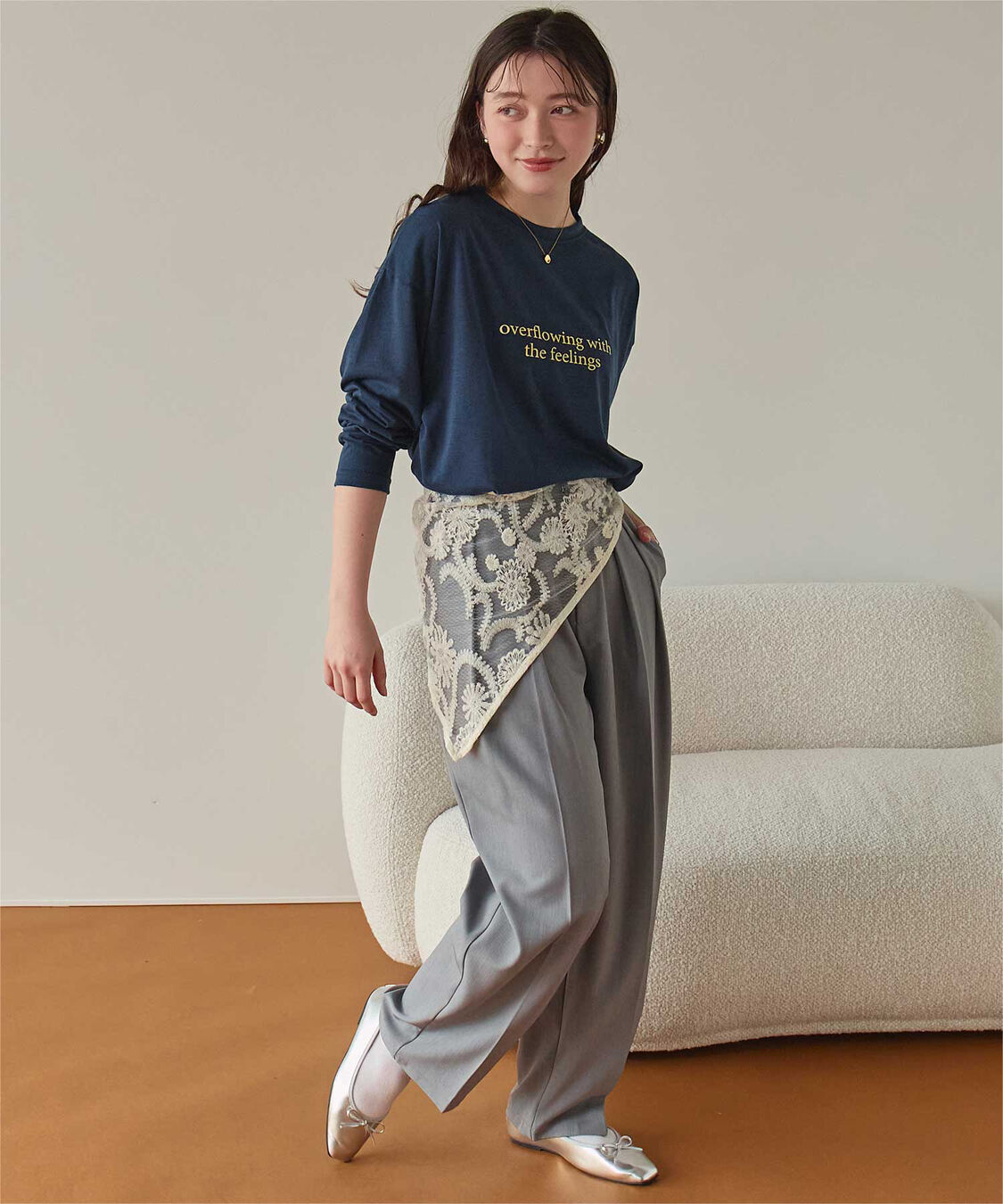 titivate「文字プリントシアーロングTシャツ」|Tシャツ・カットソー|