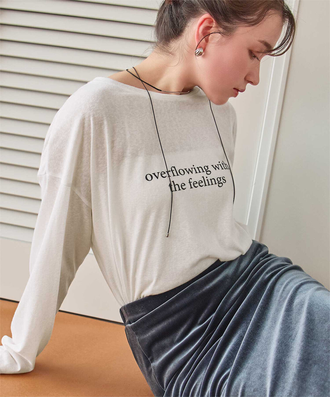 titivate「文字プリントシアーロングTシャツ」|Tシャツ・カットソー|オフホワイト