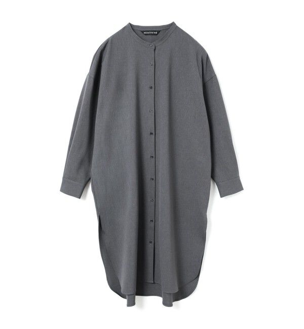 mizuiro ind「mizuiro ind スタンドカラーシャツワンピース」|ワンピース|グレー