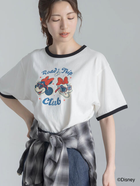 Te chichi「【Disney】MICKEY&FRIENDS/リンガーTシャツ」|Tシャツ・カットソー|