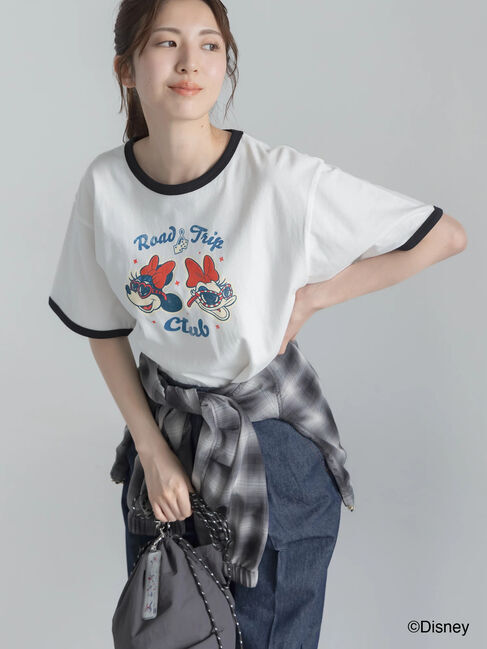 Te chichi「【Disney】MICKEY&FRIENDS/リンガーTシャツ」|Tシャツ・カットソー|