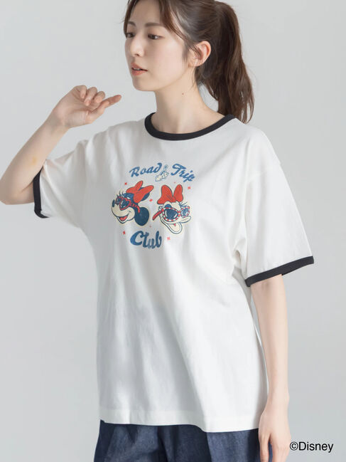 Te chichi「【Disney】MICKEY&FRIENDS/リンガーTシャツ」|Tシャツ・カットソー|