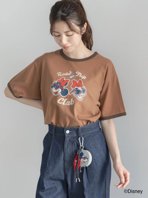 Te chichi「【Disney】MICKEY&FRIENDS/リンガーTシャツ」|Tシャツ・カットソー|