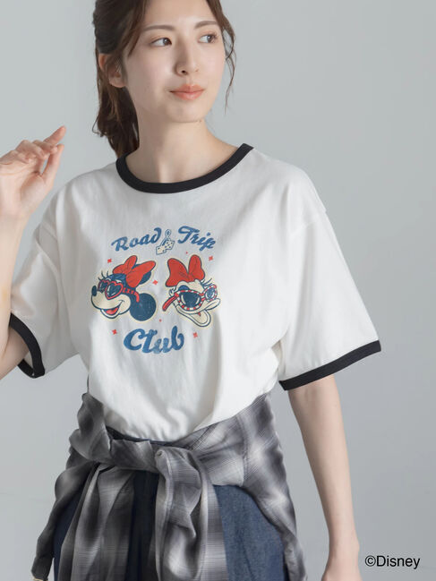 Te chichi「【Disney】MICKEY&FRIENDS/リンガーTシャツ」|Tシャツ・カットソー|