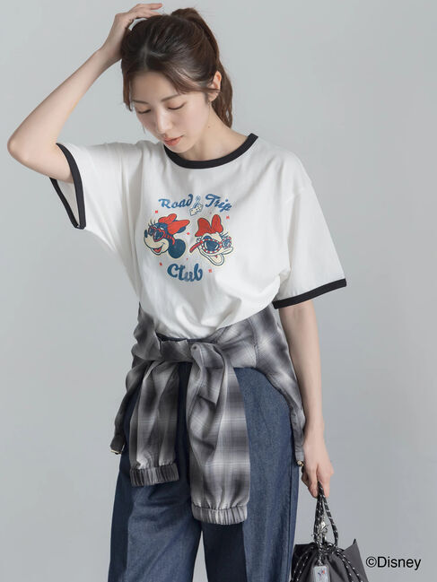 Te chichi「【Disney】MICKEY&FRIENDS/リンガーTシャツ」|Tシャツ・カットソー|