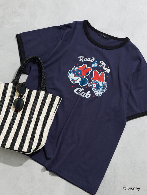 Te chichi「【Disney】MICKEY&FRIENDS/リンガーTシャツ」|Tシャツ・カットソー|ネイビー