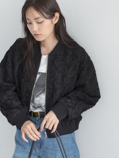 Te chichi「テープレースボリュームジップブルゾン《2026 AUTUMN LOOK item》」|ブルゾン・スタジャン|ブラック
