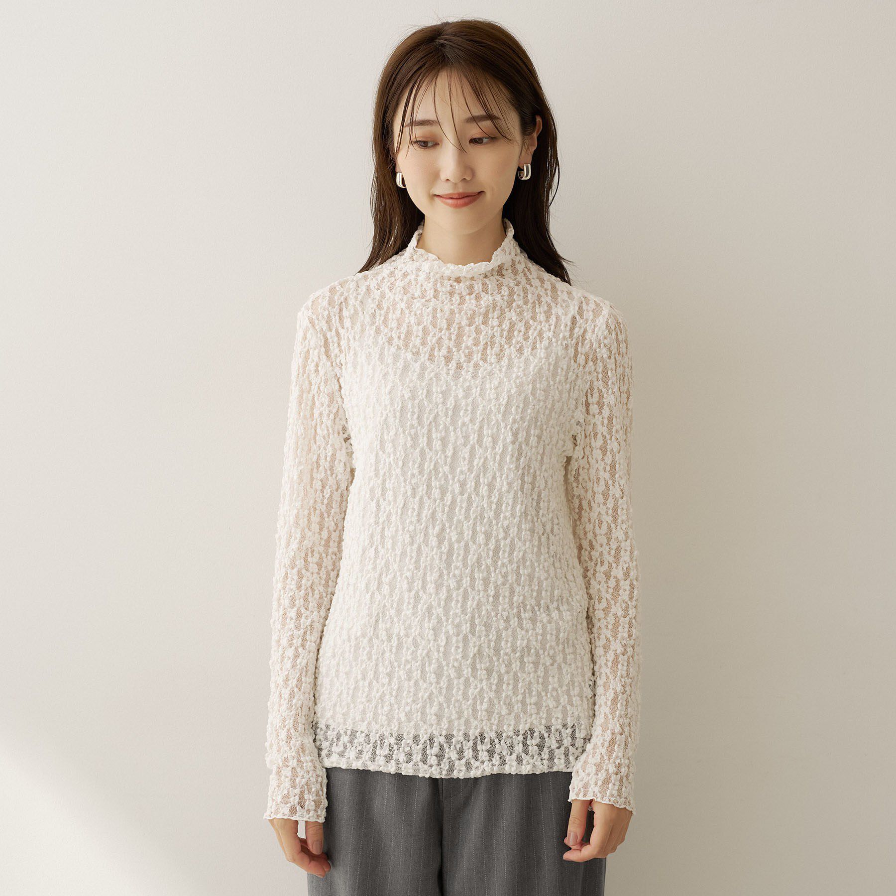 UNTITLED「【重ね着レイヤード】レースハイネックトップス」|Tシャツ・カットソー|