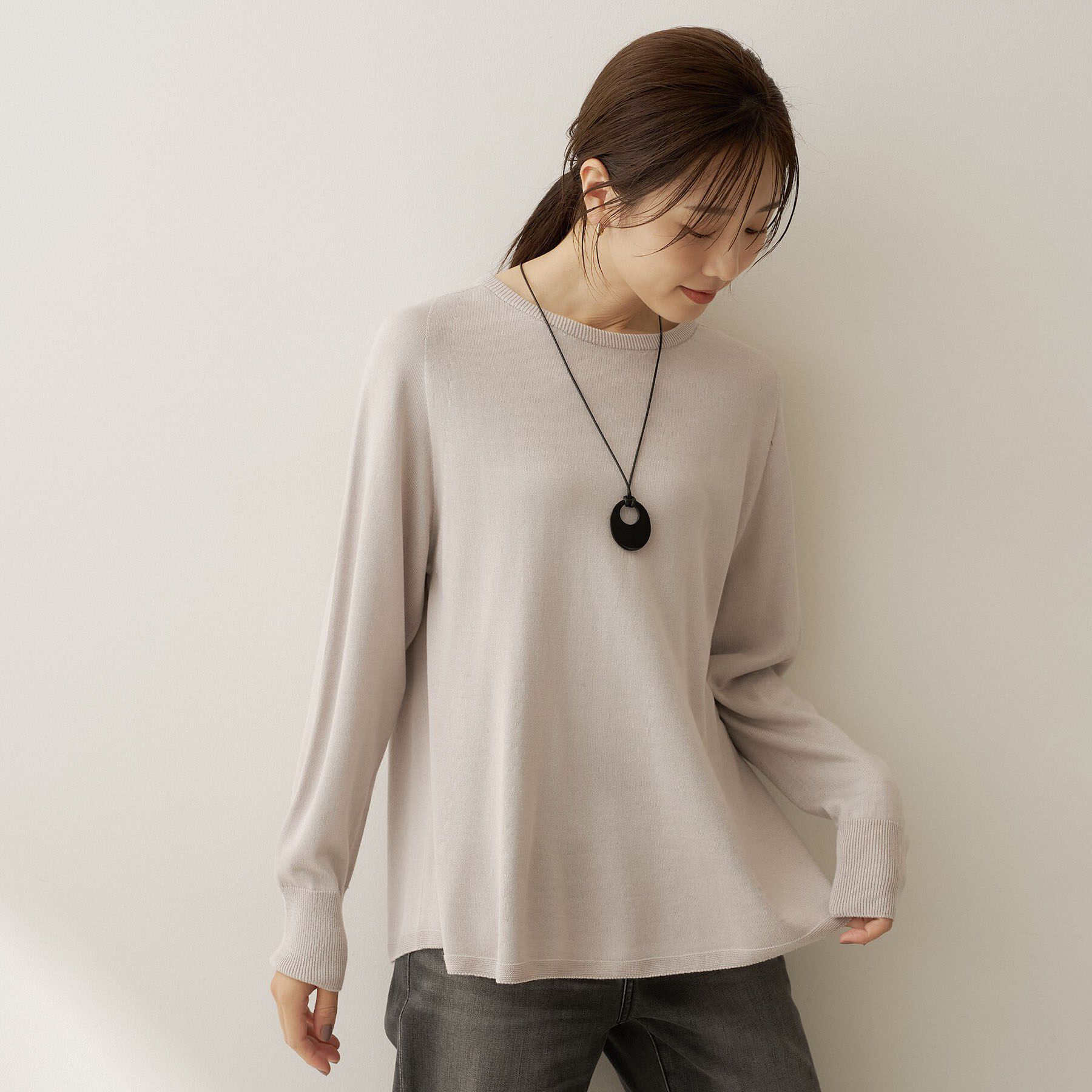 UNTITLED「【きれいに体型カバー/8色展開】Aラインシルエットニットプルオーバー」|ニット・セーター|
