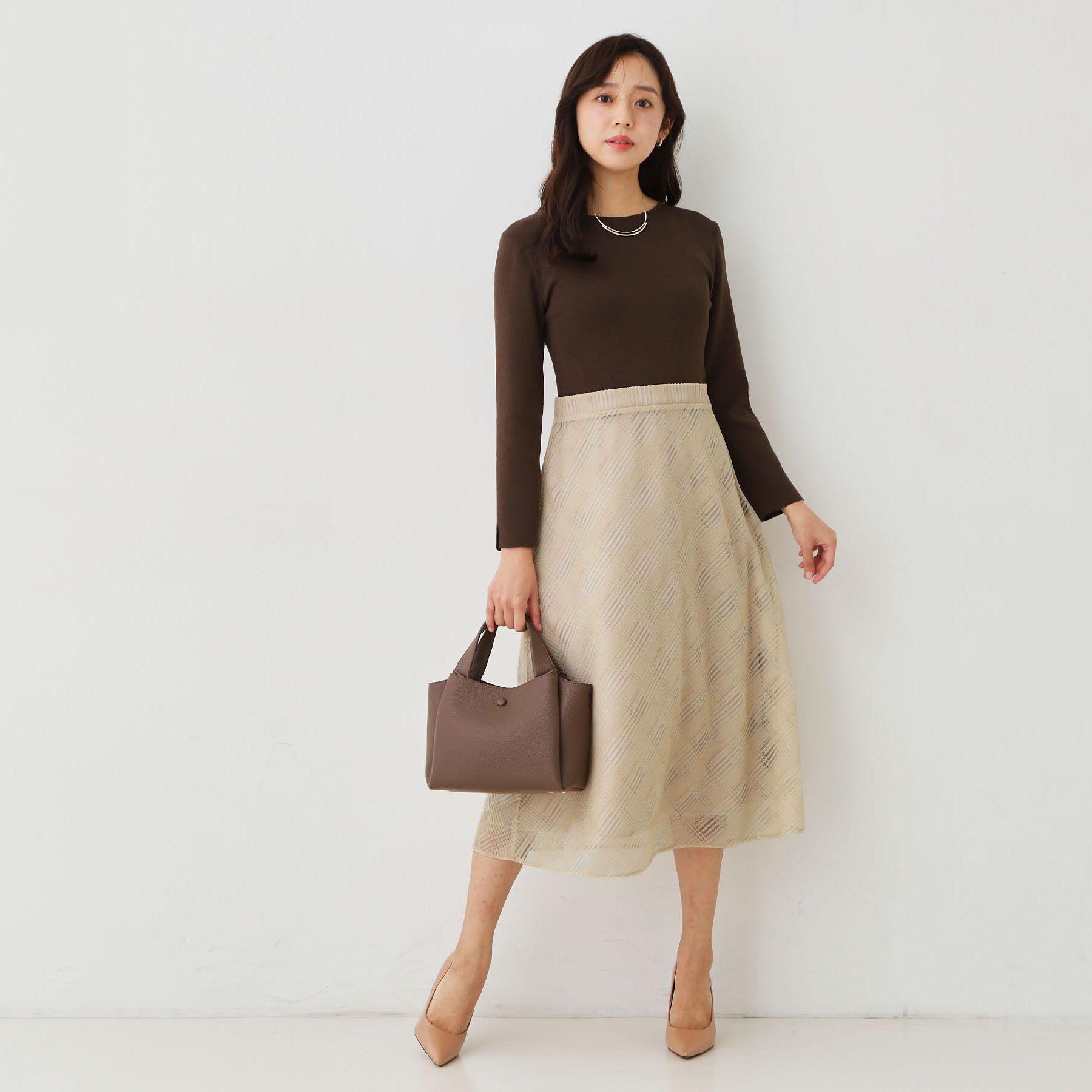 COUP DE CHANCE「【手洗い可／日本製】ニットドッキングフレアワンピース」|ワンピース|