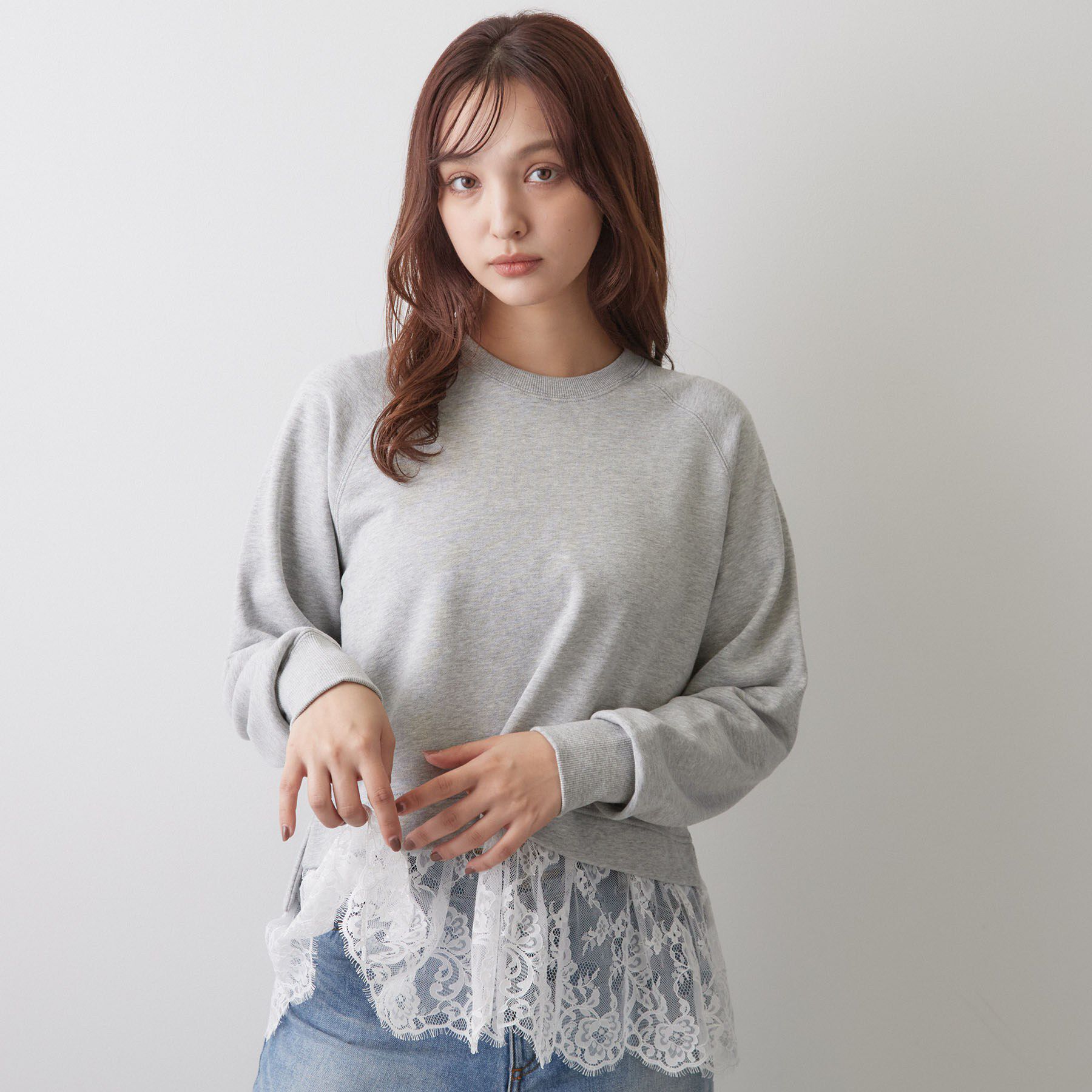 DRESSTERIOR「レースドッキング裏毛プルオーバー」|Tシャツ・カットソー|