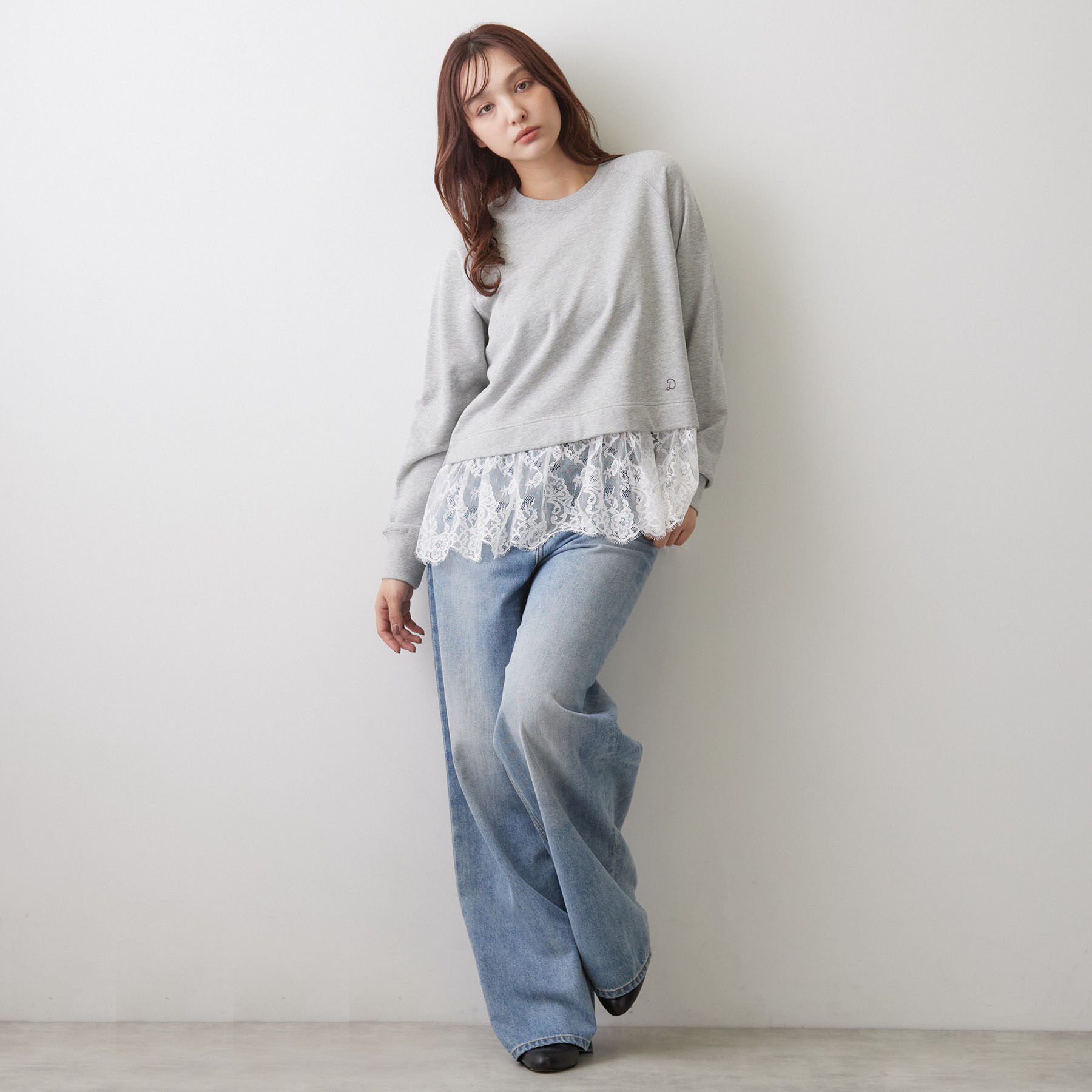 DRESSTERIOR「レースドッキング裏毛プルオーバー」|Tシャツ・カットソー|