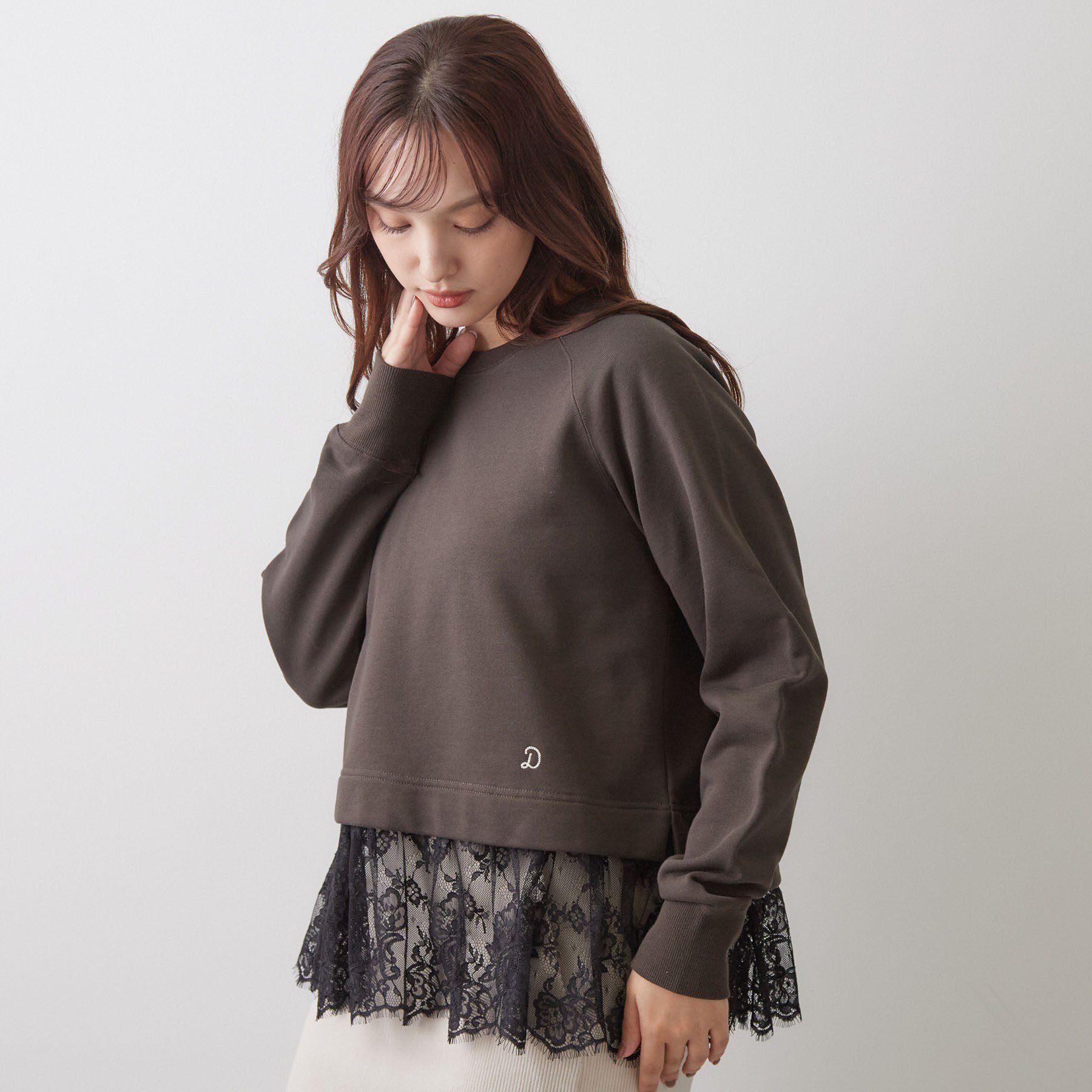 DRESSTERIOR「レースドッキング裏毛プルオーバー」|Tシャツ・カットソー|