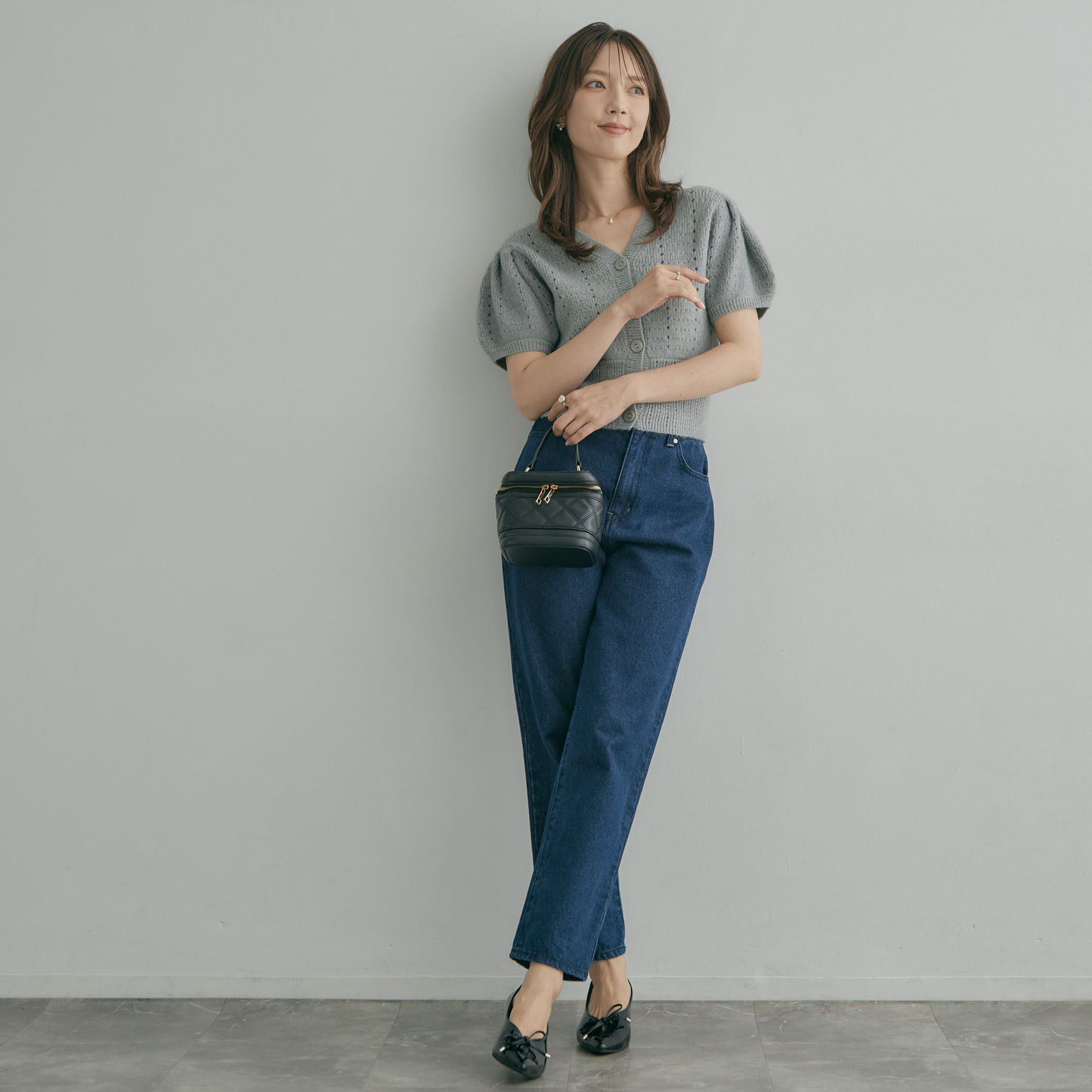 Couture broach「透かし編みVネックカーディガン」|カーディガン|