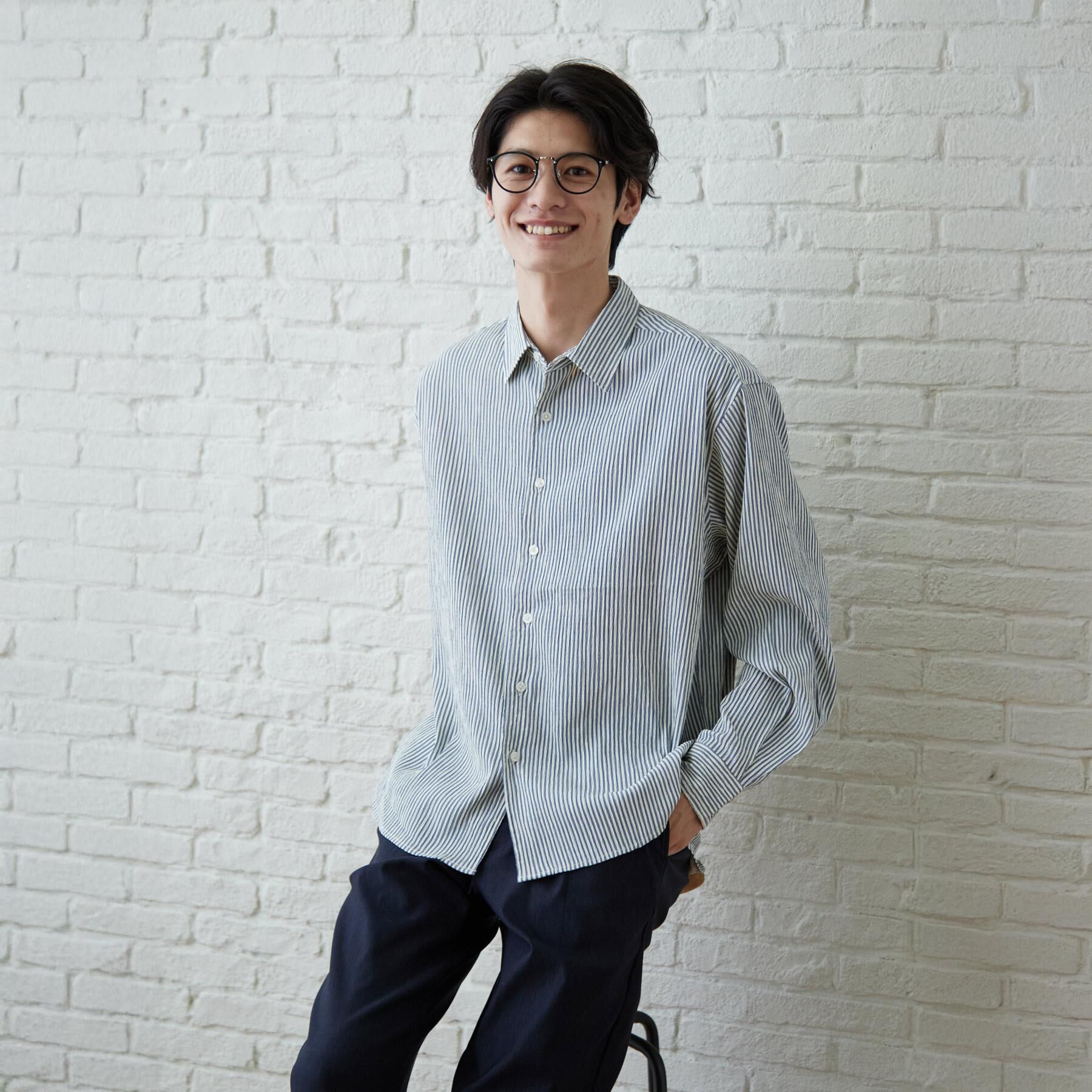 THE SHOP TK「【洗濯機OK】ストライプクレープ長袖シャツ」|シャツ・ブラウス|