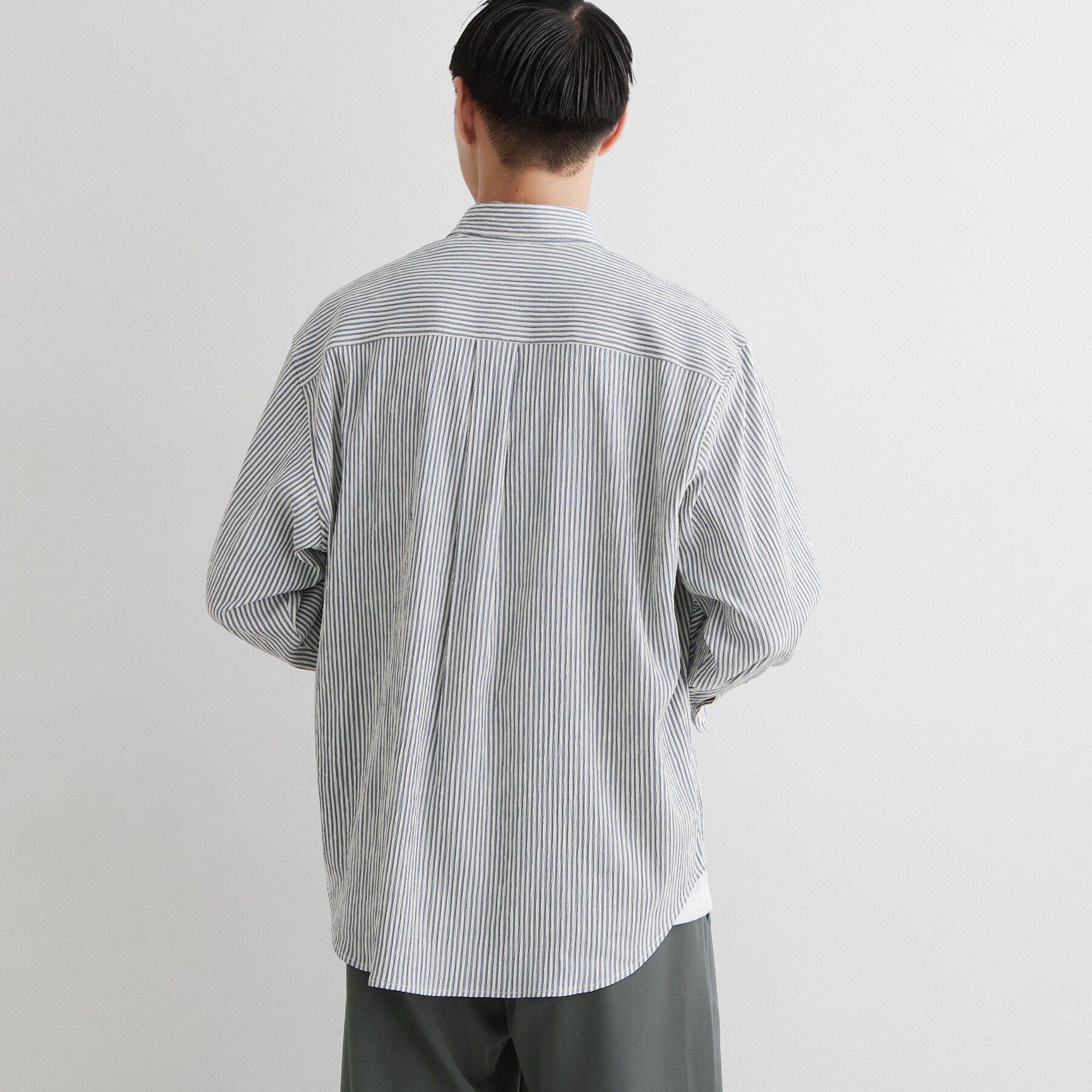 THE SHOP TK「【洗濯機OK】ストライプクレープ長袖シャツ」|シャツ・ブラウス|