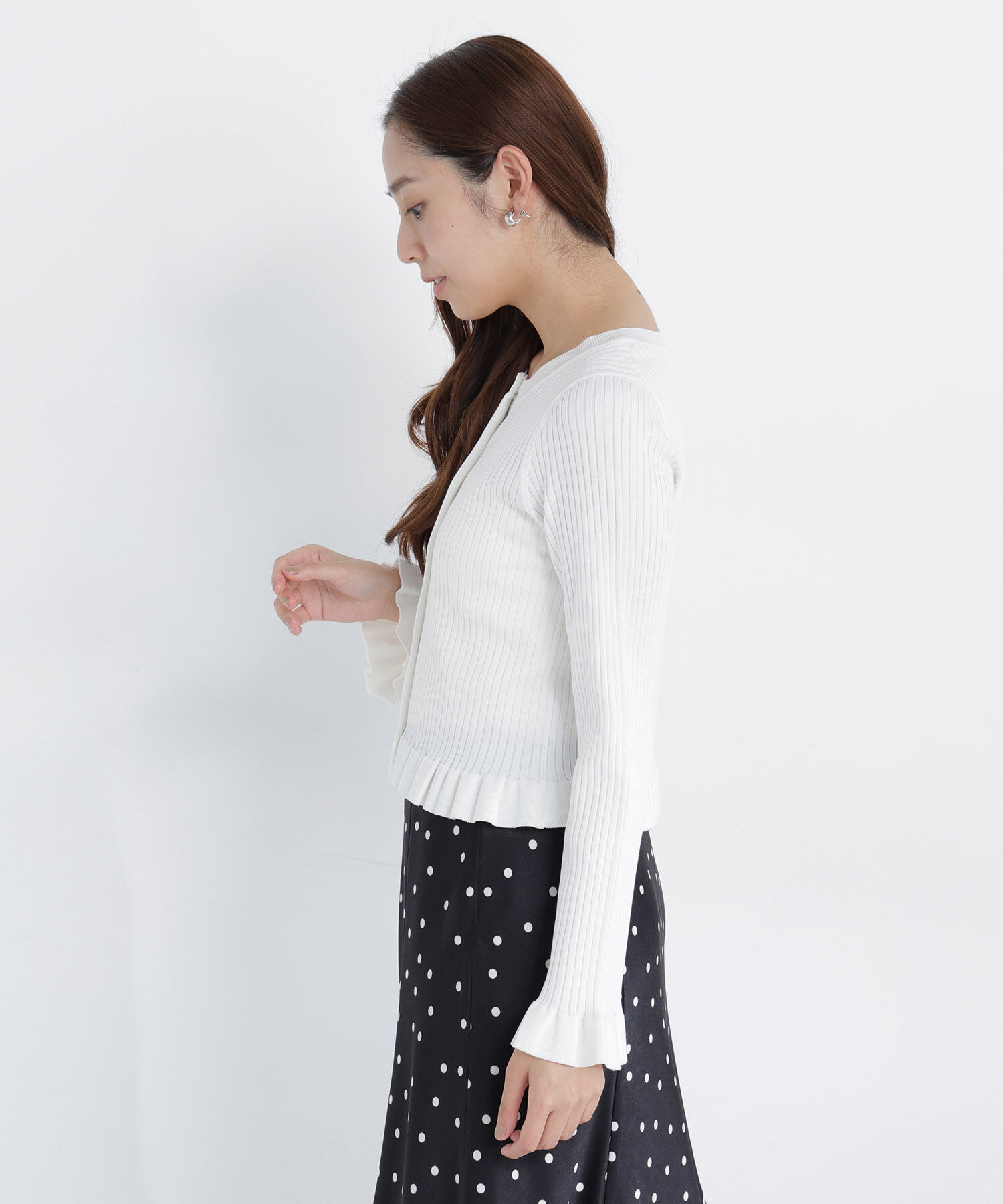  「フリルトリムカーディガン」|ニット・セーター|
