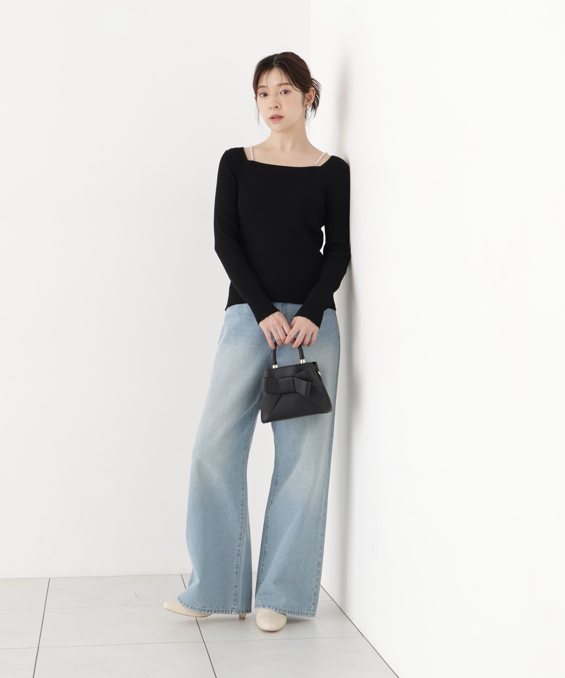 PROPORTION BODY DRESSING「パールチェーン付きニットトップス」|ニット・セーター|