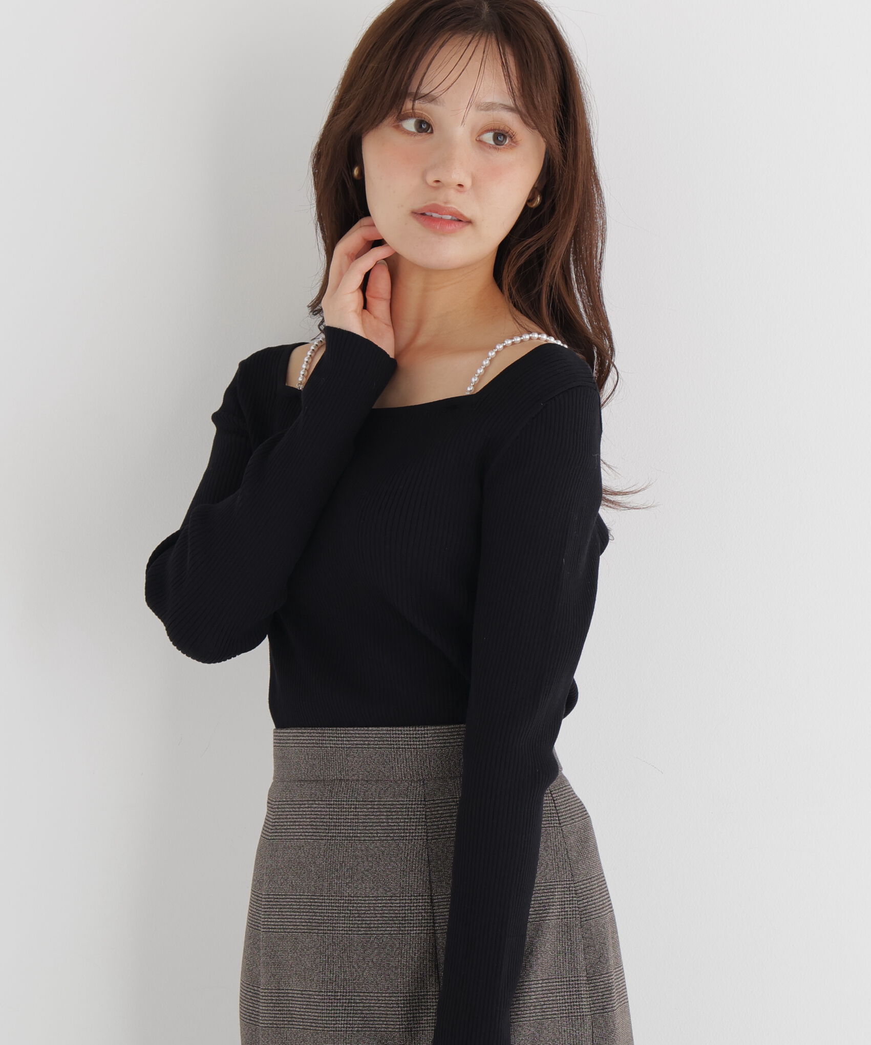 PROPORTION BODY DRESSING「パールチェーン付きニットトップス」|ニット・セーター|